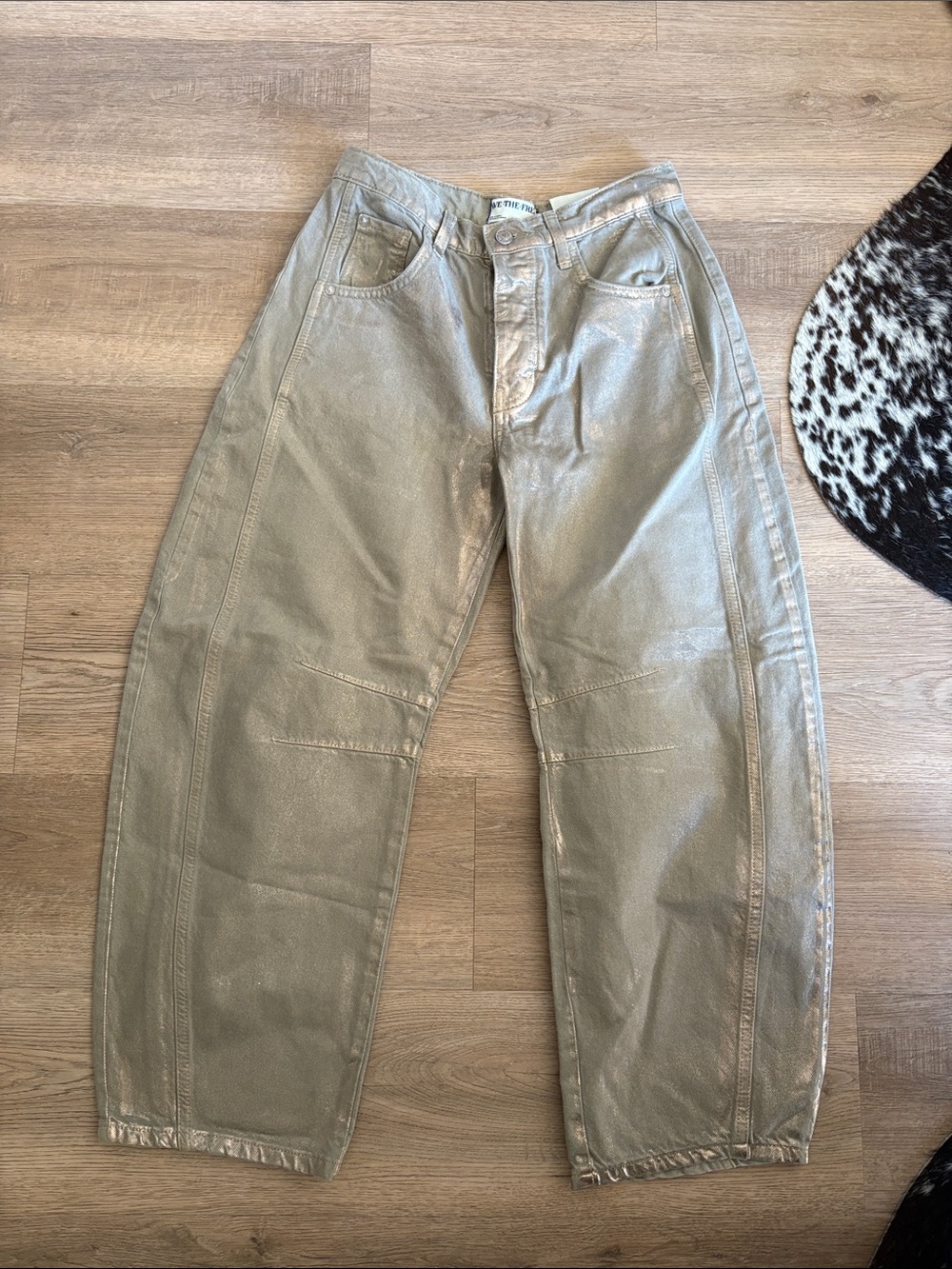 We The Free Shimmery Silver Chino Pants